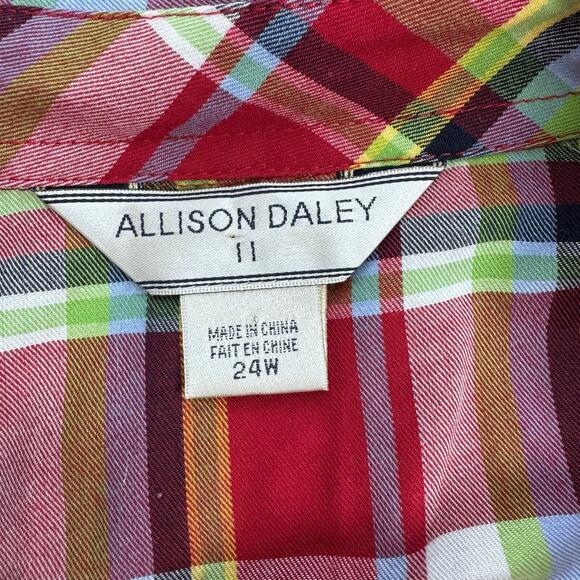 Allison Daley Plaid 3/4‎ Sleeve Button Up Shirt Women's 24W Multicolor Casual - Picture 4 of 8